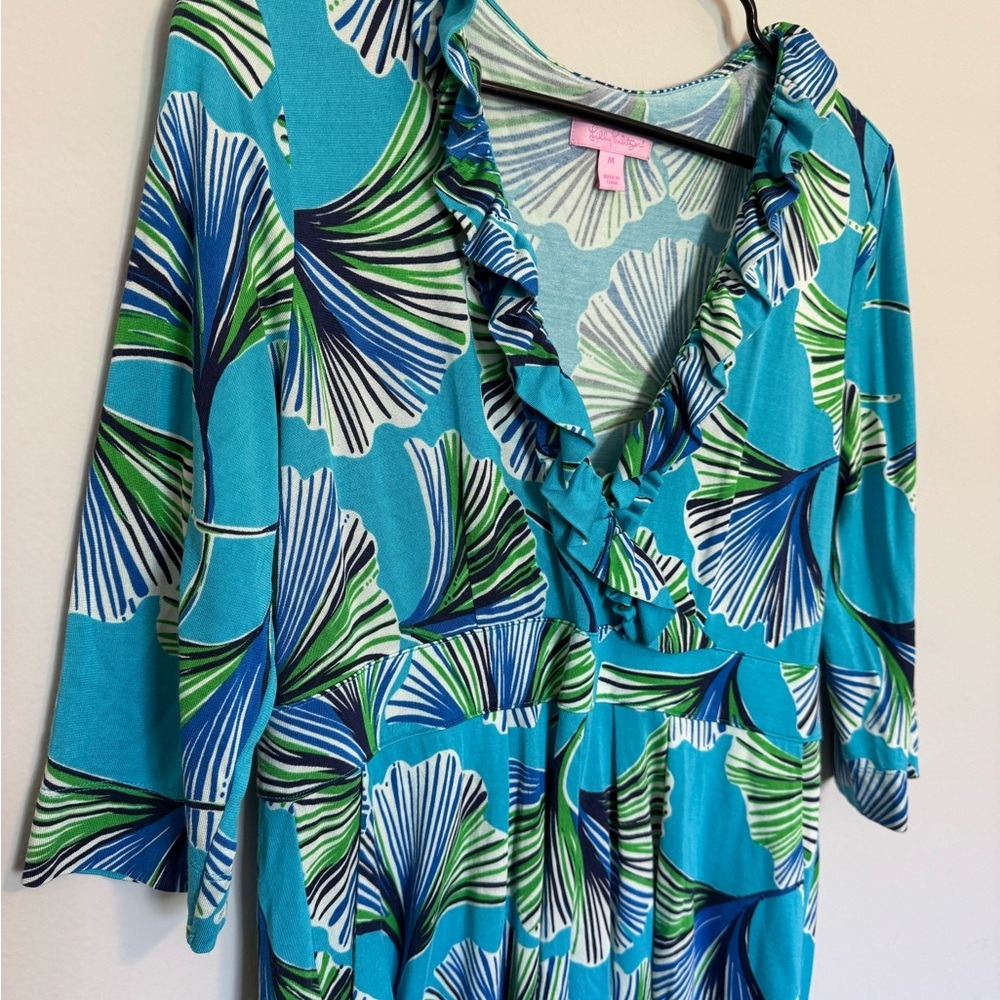 Lily Pulitzer blayney get ginky ruffle Blue and Green Women's Dress - Picture 3 of 6